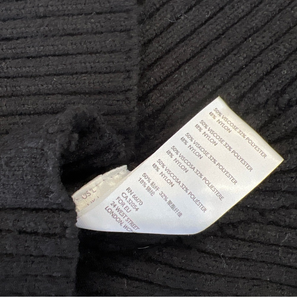 Free People Women's Large Black Emmy Mini Sweater Dress Ribbed Open Back Knit - Picture 6 of 12